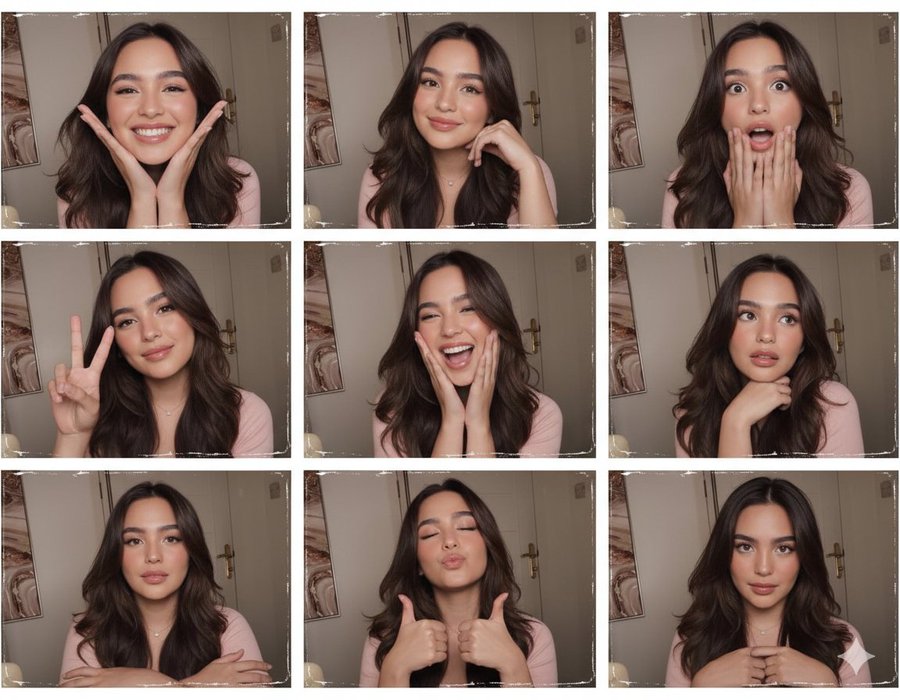 3x3 Photo Booth Grid with Varied Poses