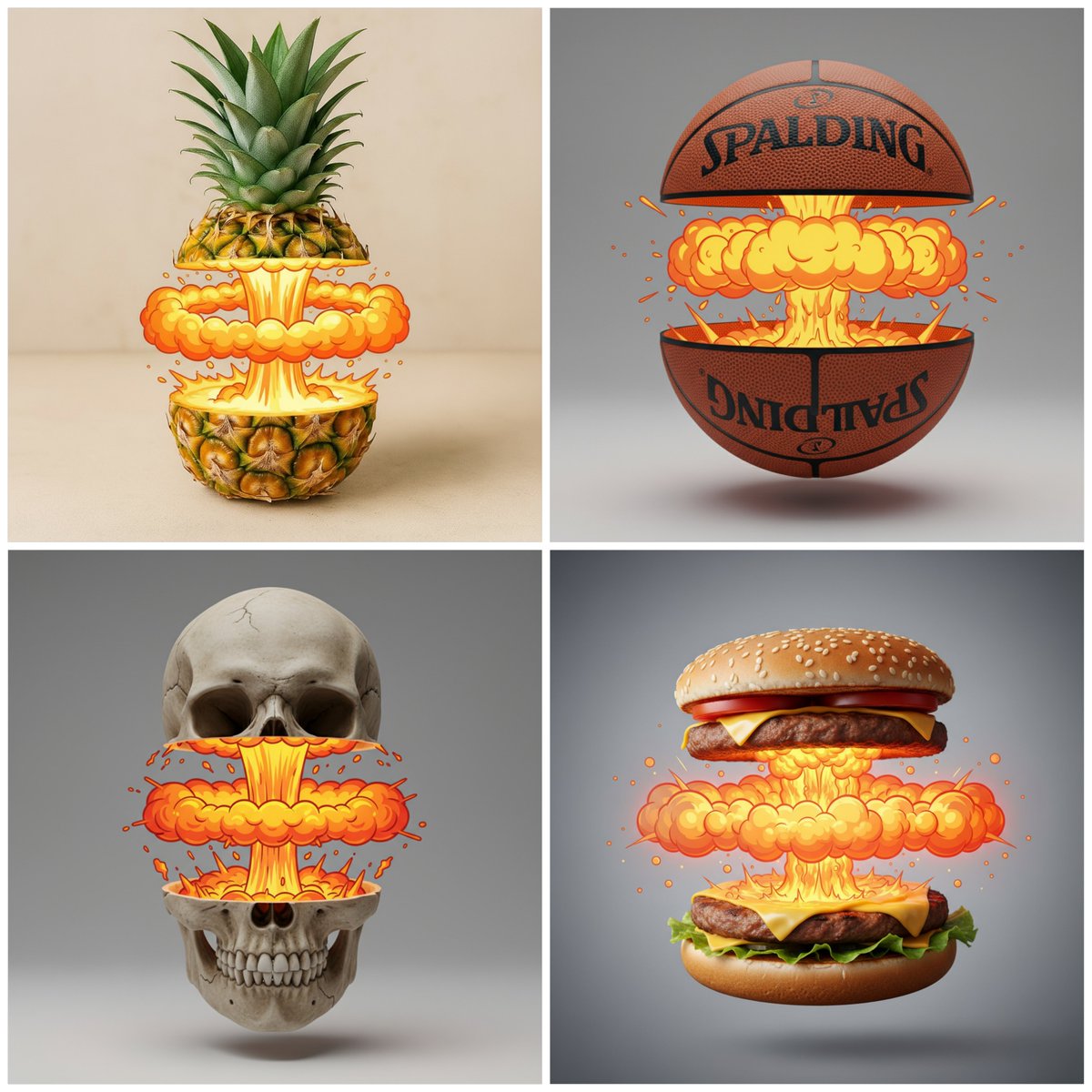 Cut Object in Half with Cartoon Nuclear Explosion