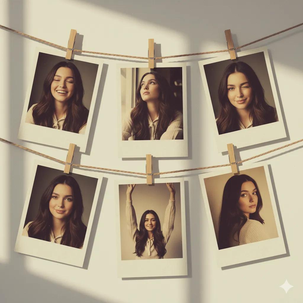 Vintage Polaroid Photo Collage with Emotions