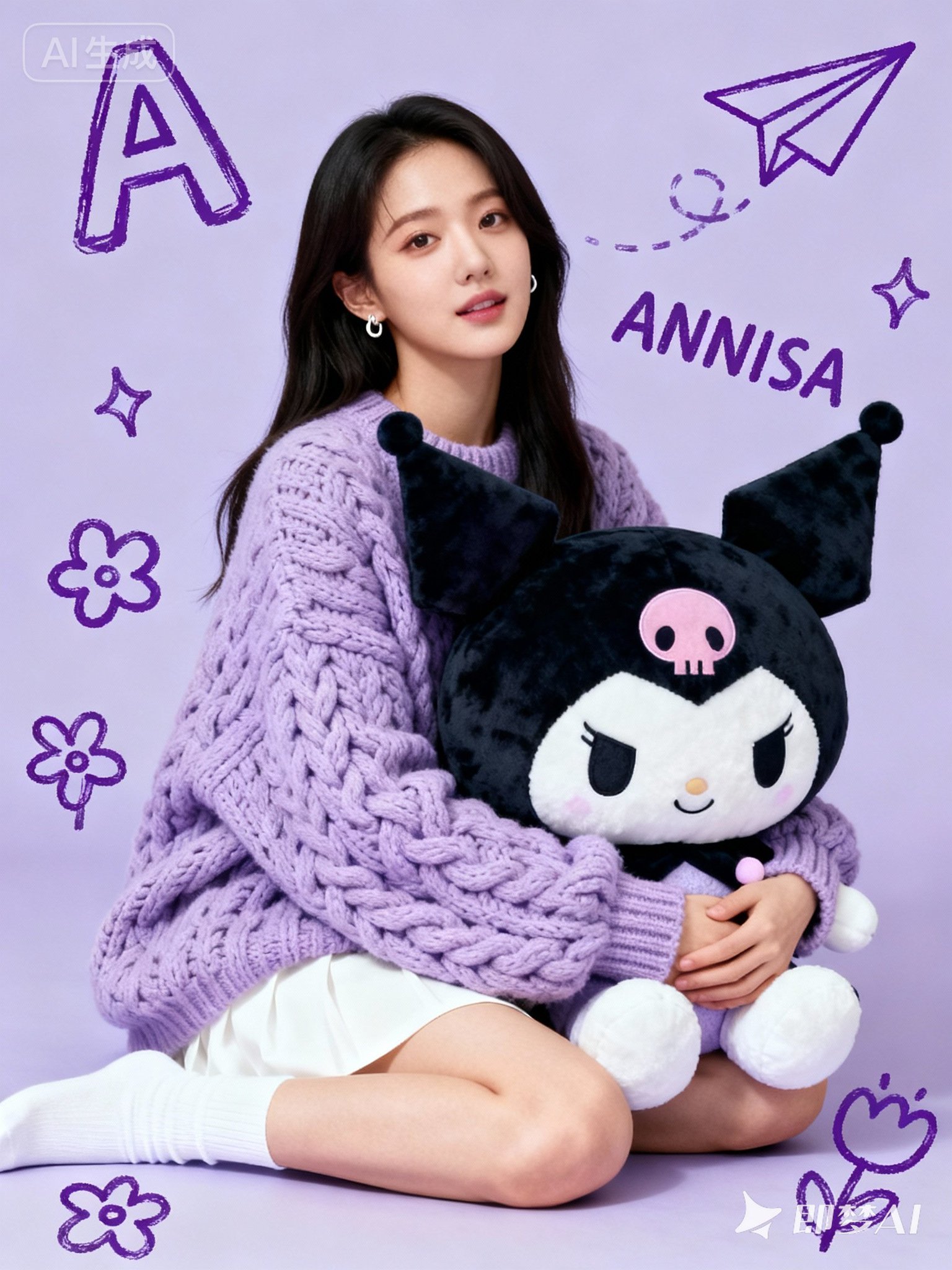 Studio Portrait of Young Asian Woman with Kurumi Toy