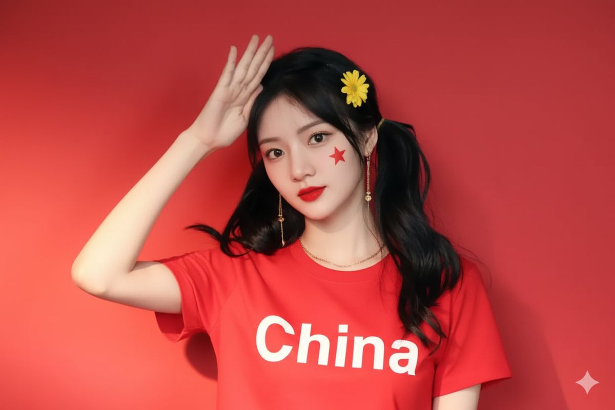 Chinese Red Selfie with Patriotic Style