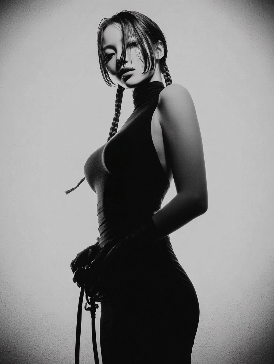 Confident Woman in Minimalist Black & White Portrait