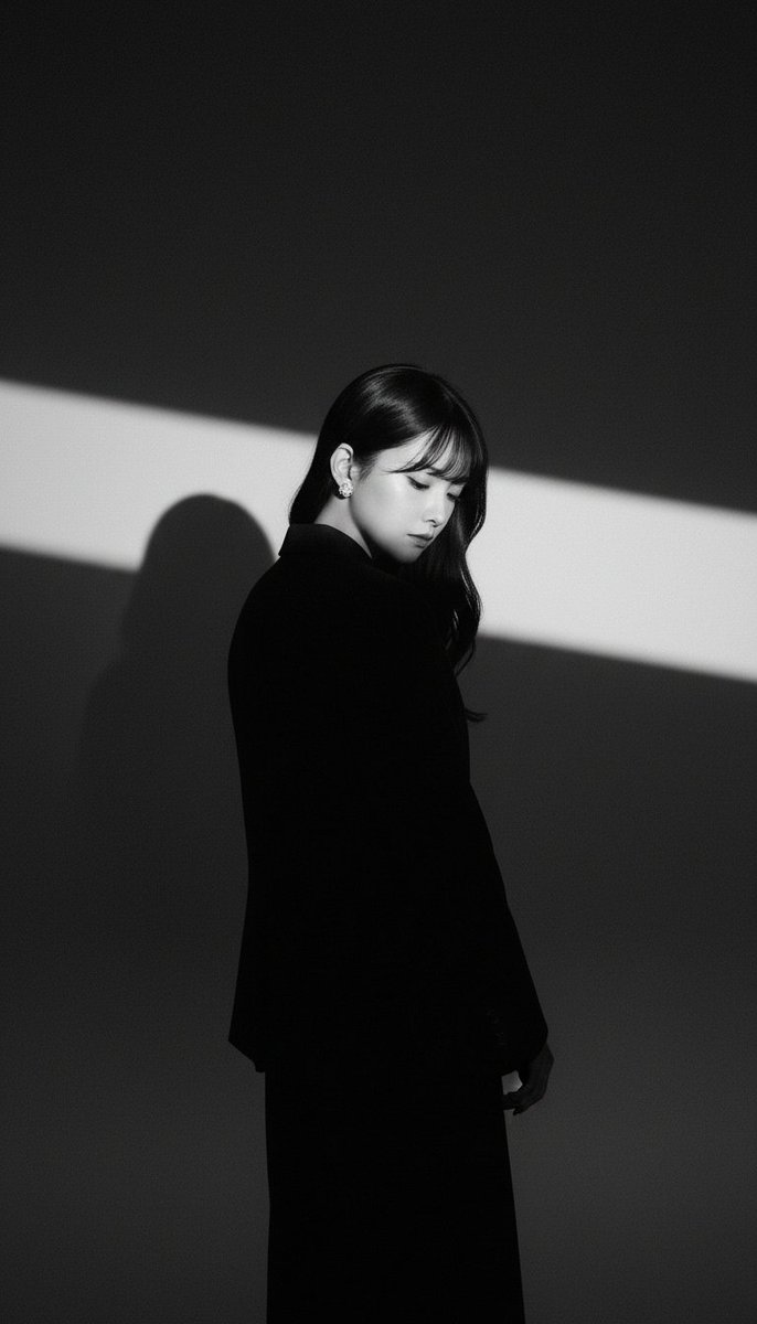 Dramatic Black and White Studio Portrait Silhouette