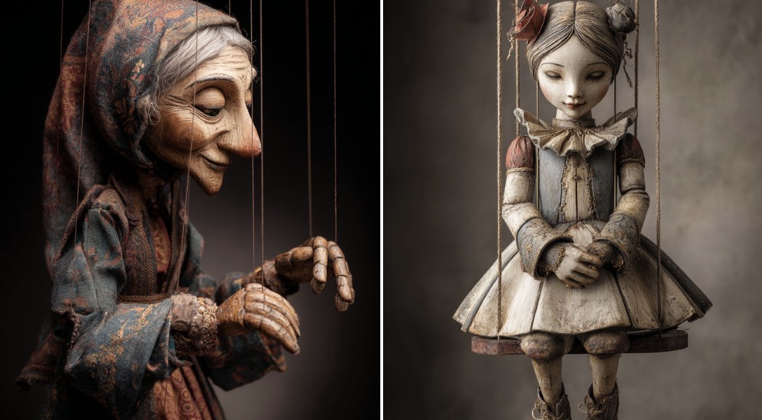 Hand-Carved Wooden Puppet Czech Marionette Style - view 1