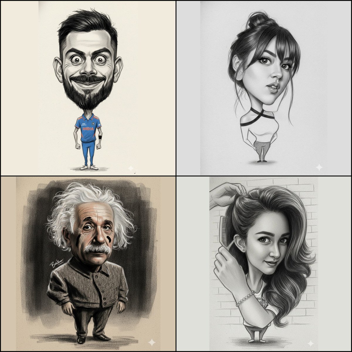 Big Head Caricature in Pencil Style
