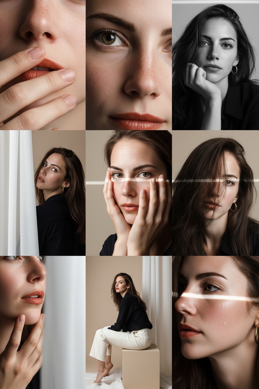 Editorial 3x3 Photo Grid in Beige Studio