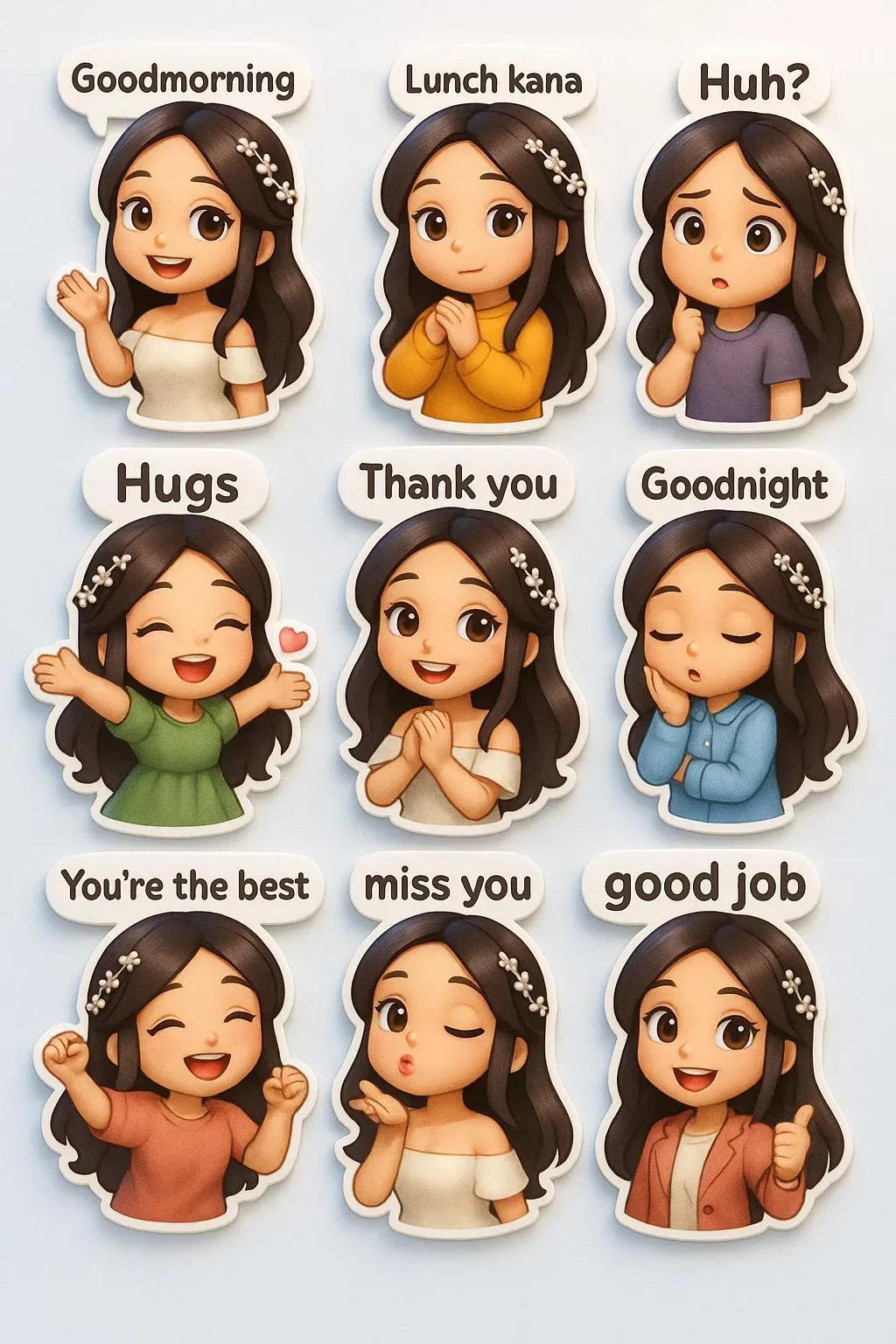 Chibi Sticker Set with Outfits, Poses & Expressions
