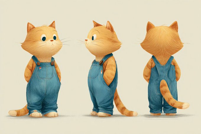 Cute Anthropomorphic Animal Triple View