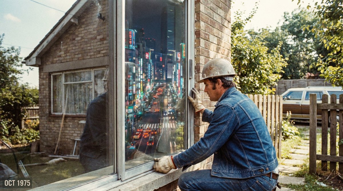 Magic Window: Tokyo Neon Through Brick House Glass
