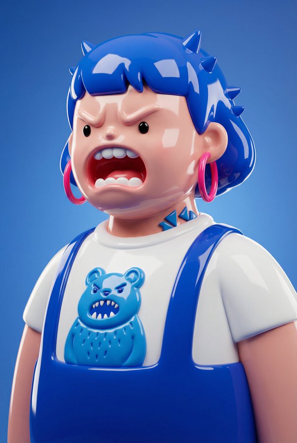 Cute Angry Glossy Designer Toy Character