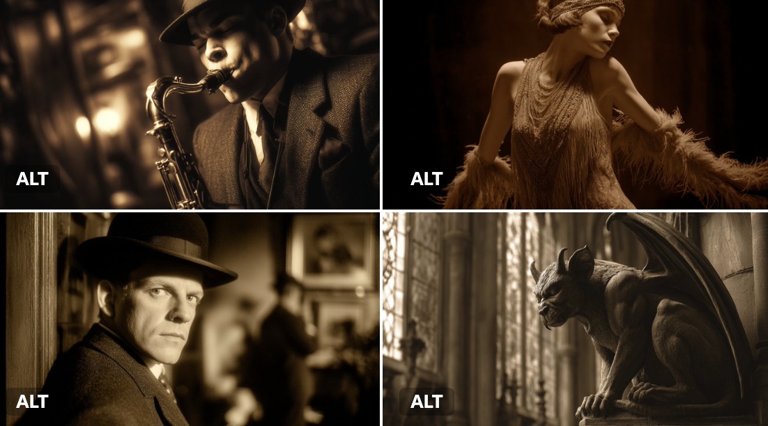 Sepia-Toned Silent Film Scene