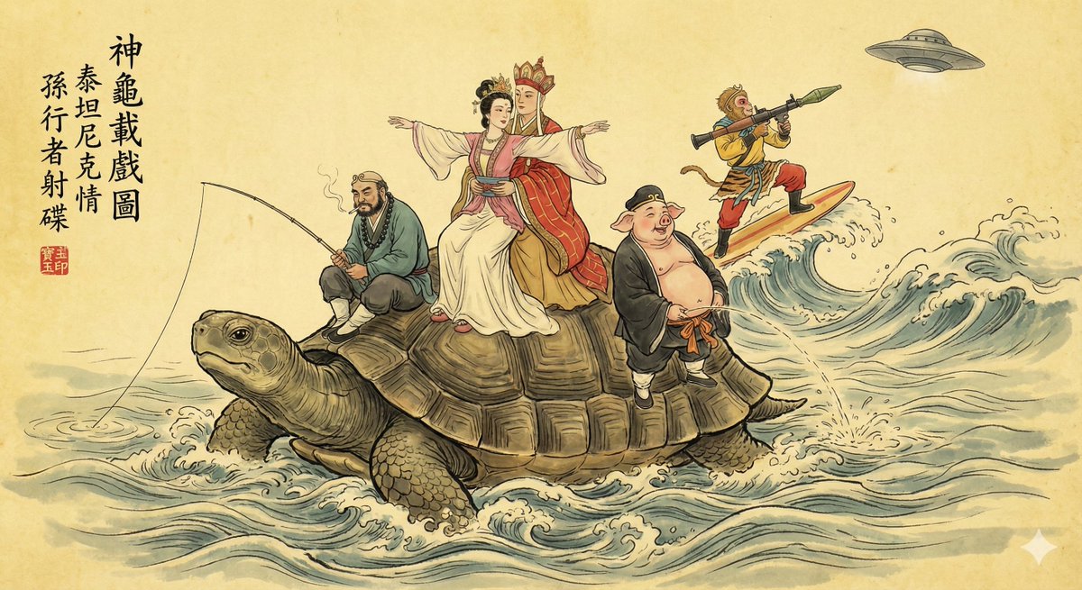 Giant Turtle Carrying Journey to the West in Titanic Style