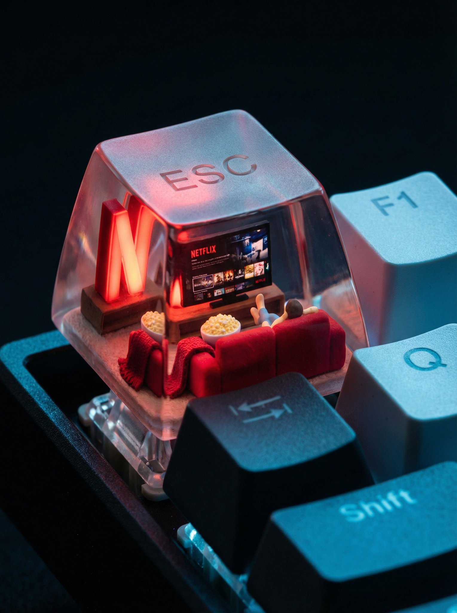 Miniature Cozy Living Room on ESC Keycap