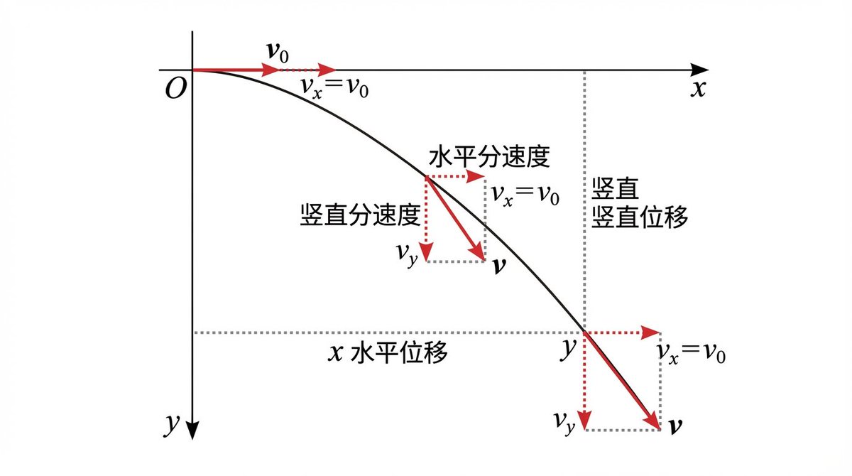 Projectile Motion Trajectory & Velocity Displacement Diagram
