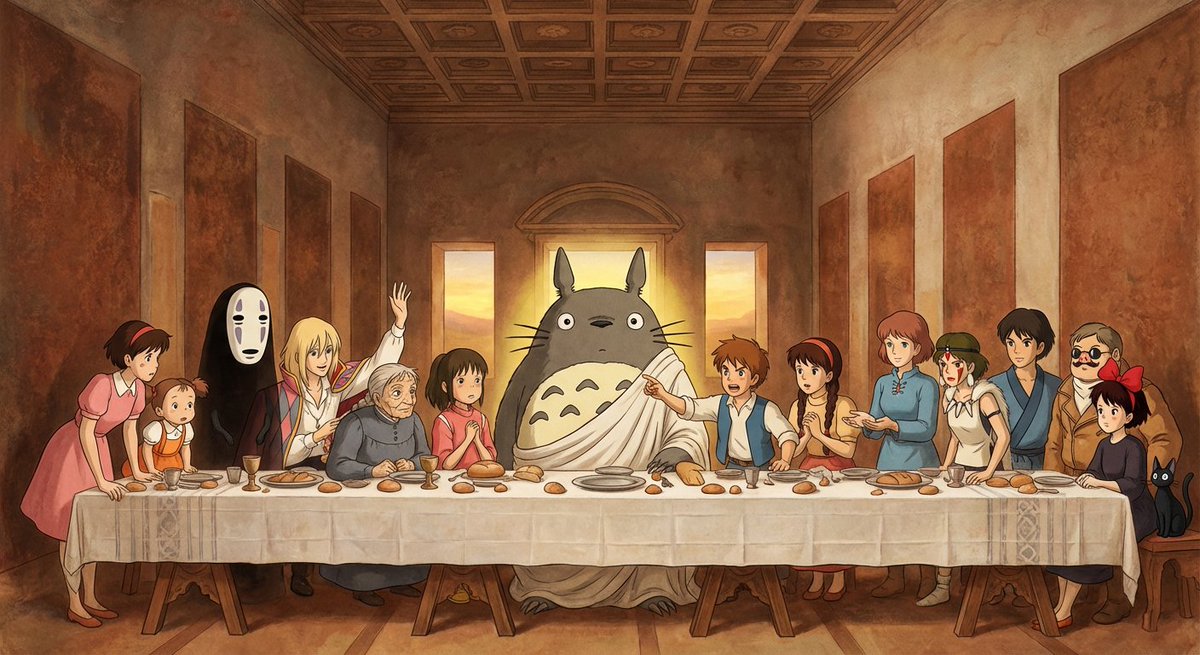 Hayao Miyazaki Characters in Da Vinci's Last Supper