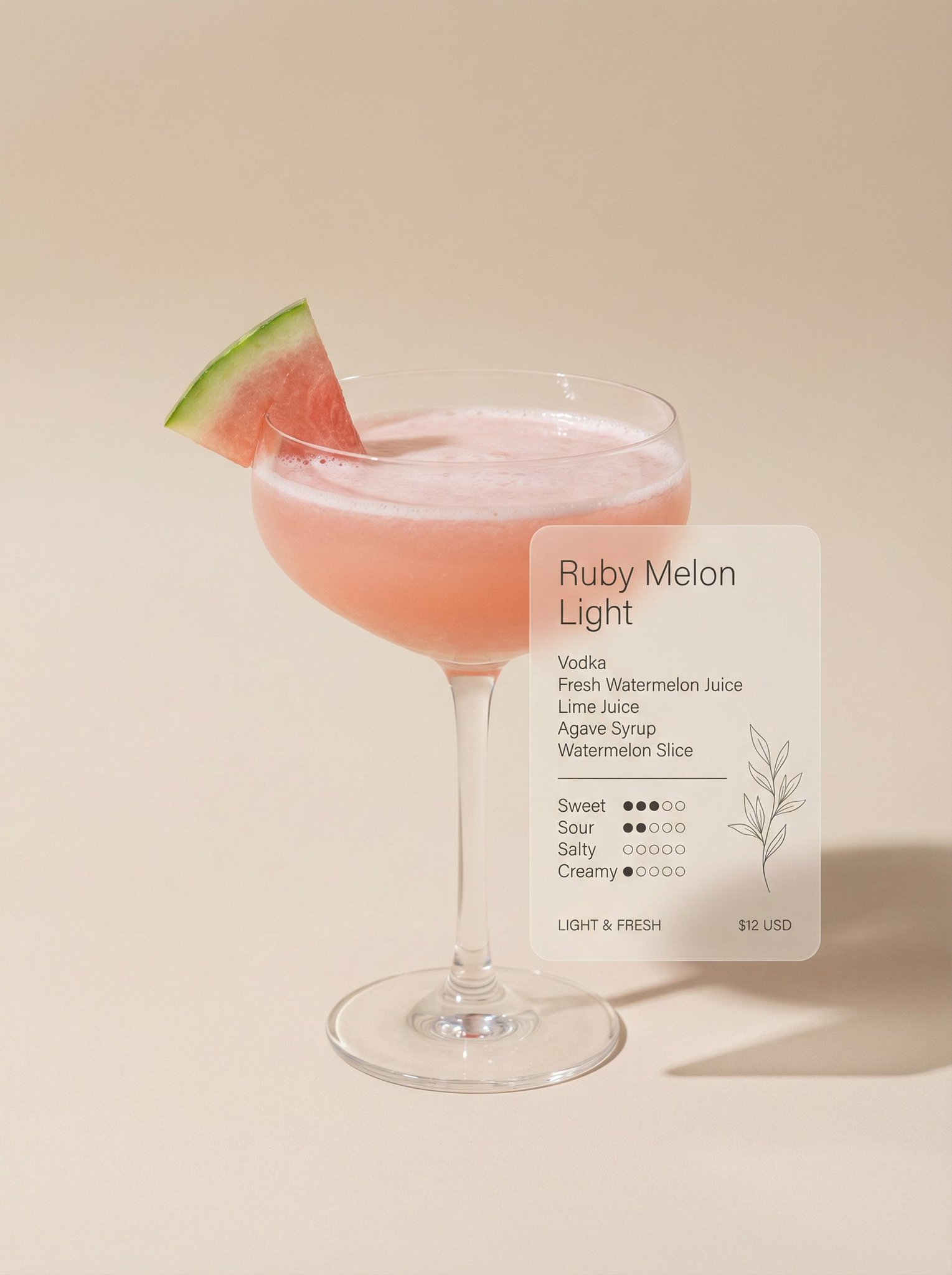 Ultra-Minimalist Ruby Melon Light Cocktail