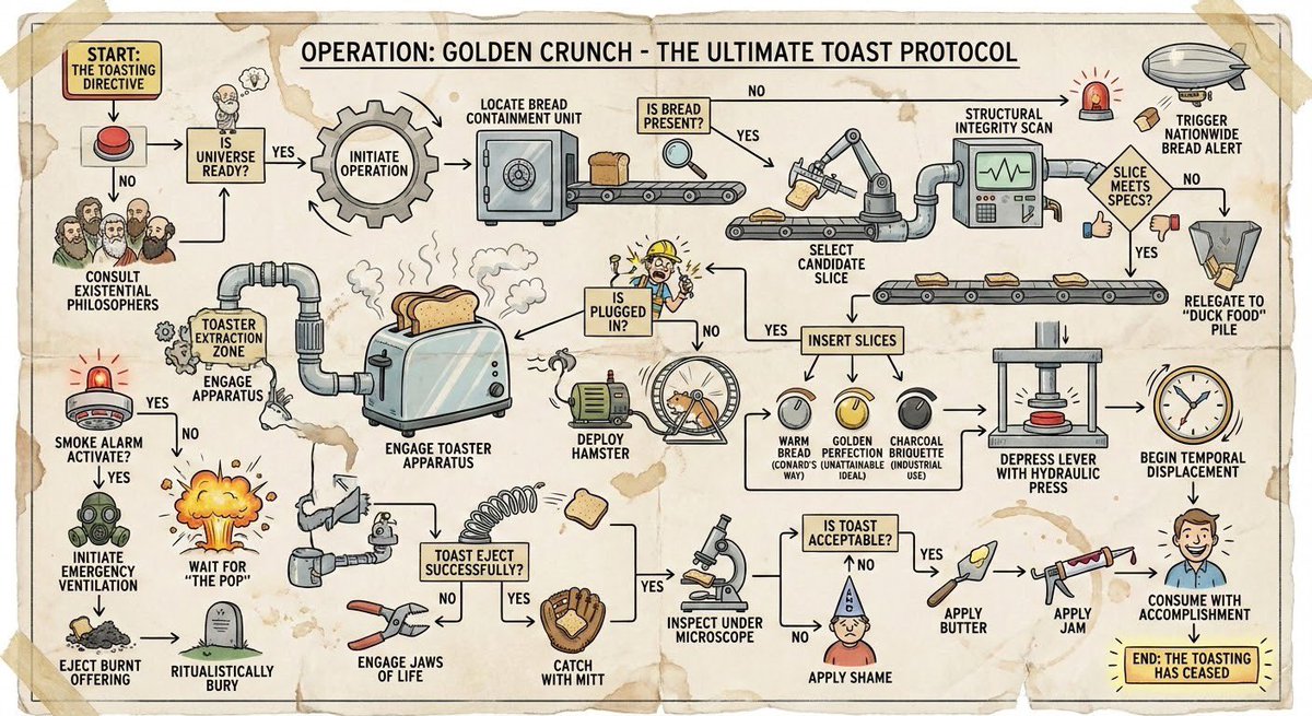 Wacky Over-the-Top Toast Bread Flowchart