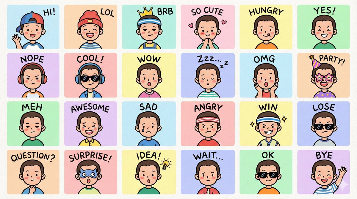 LINE Style Half-Body Q-Version Emoji Portraits