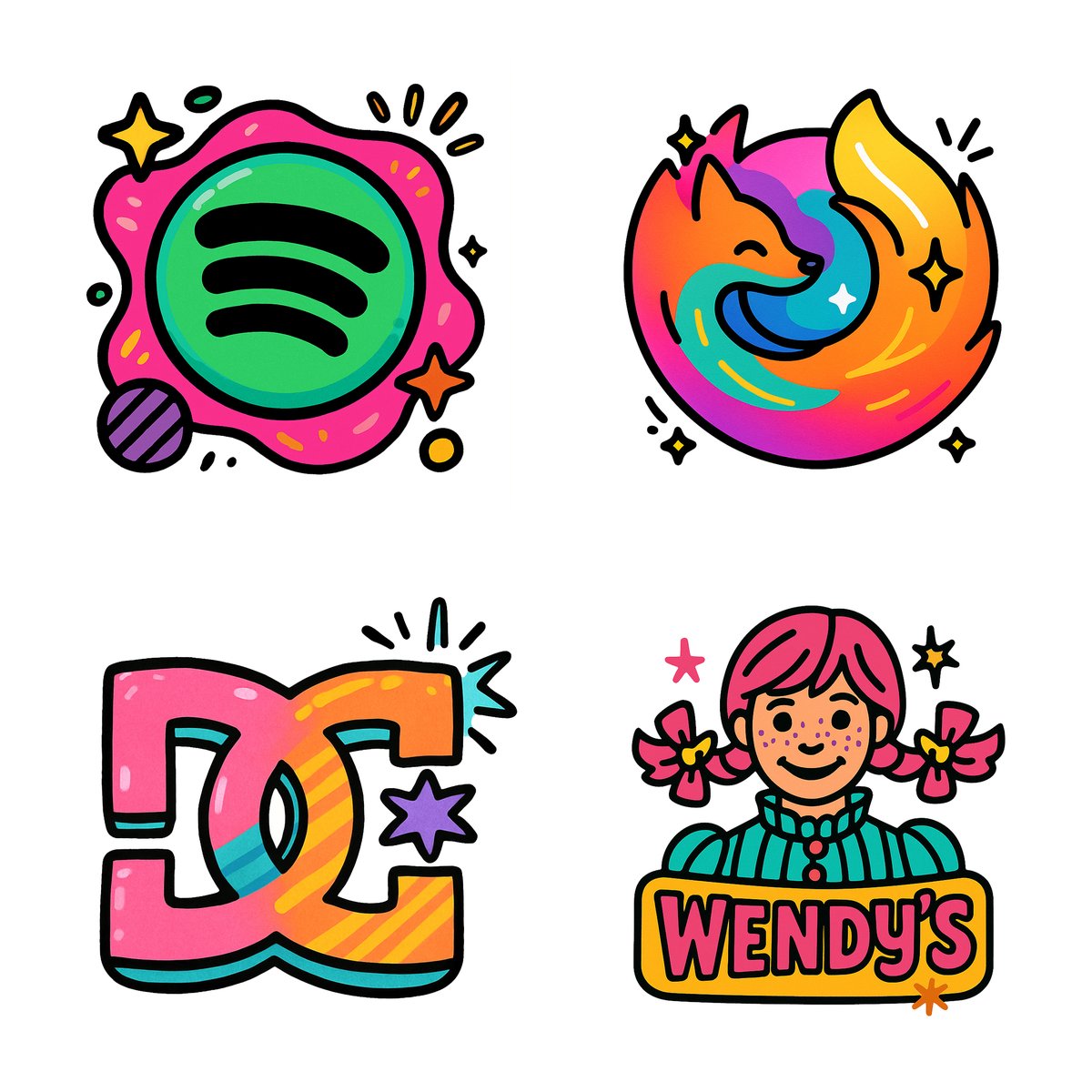 Colorful Cartoon Playful Firefox Logo
