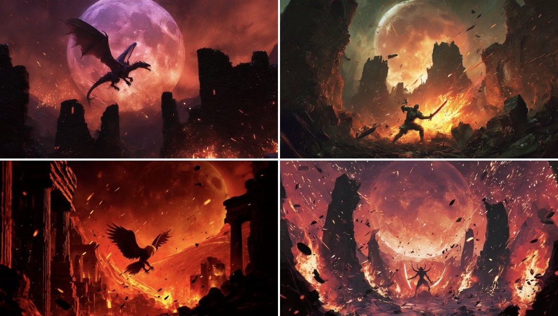 Epic Duel Under Blood Moon in Ruins
