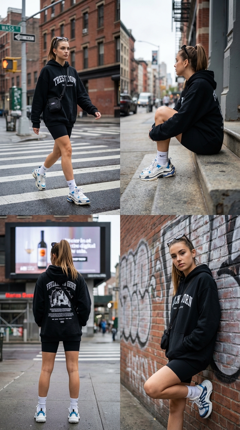 Young Woman Streetwear Fashion Collage