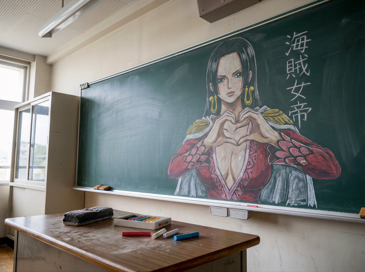 Boa Hancock Chalkboard Art in Classroom
