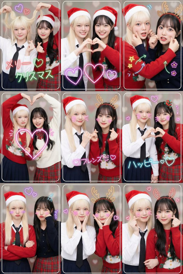 3x3 Christmas Photo Booth Poses Collage