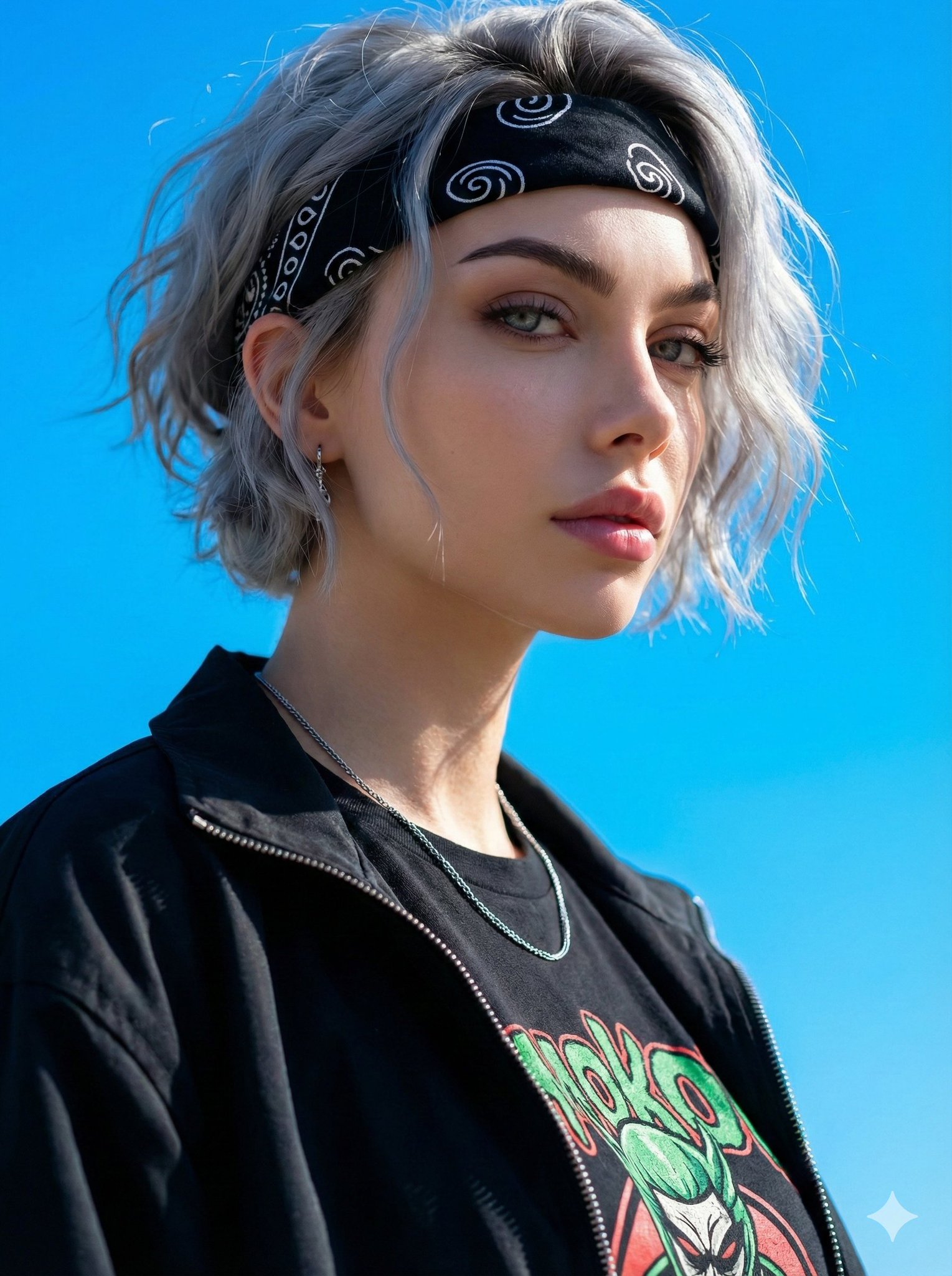 Edgy Modern Female Side Close-up Portrait