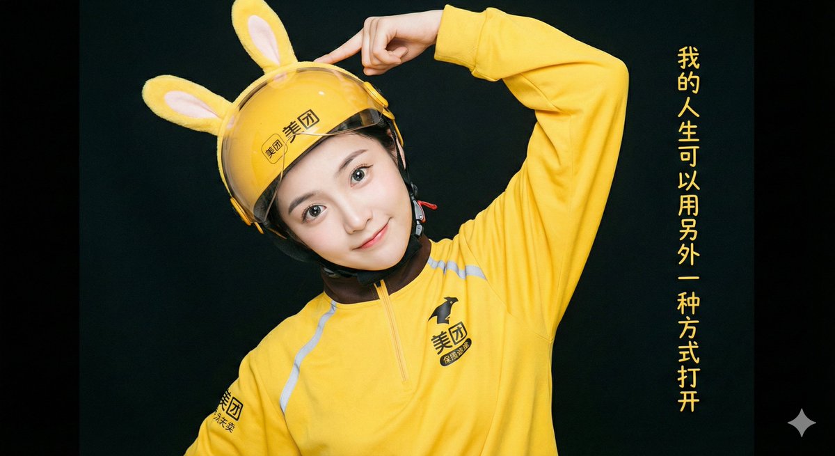 Meituan Delivery Girl with Rabbit Ears Portrait