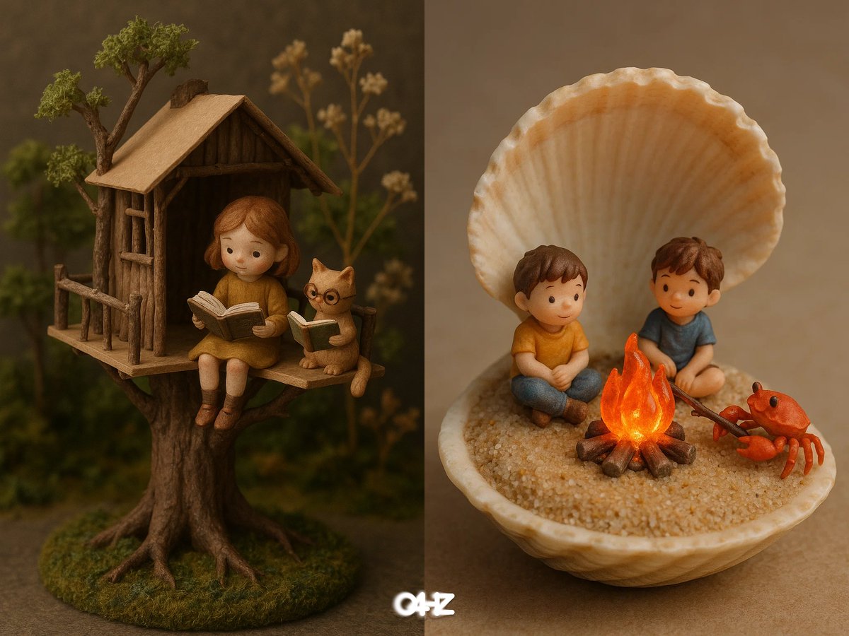 Miniature Handcrafted Diorama with Girl and Cat