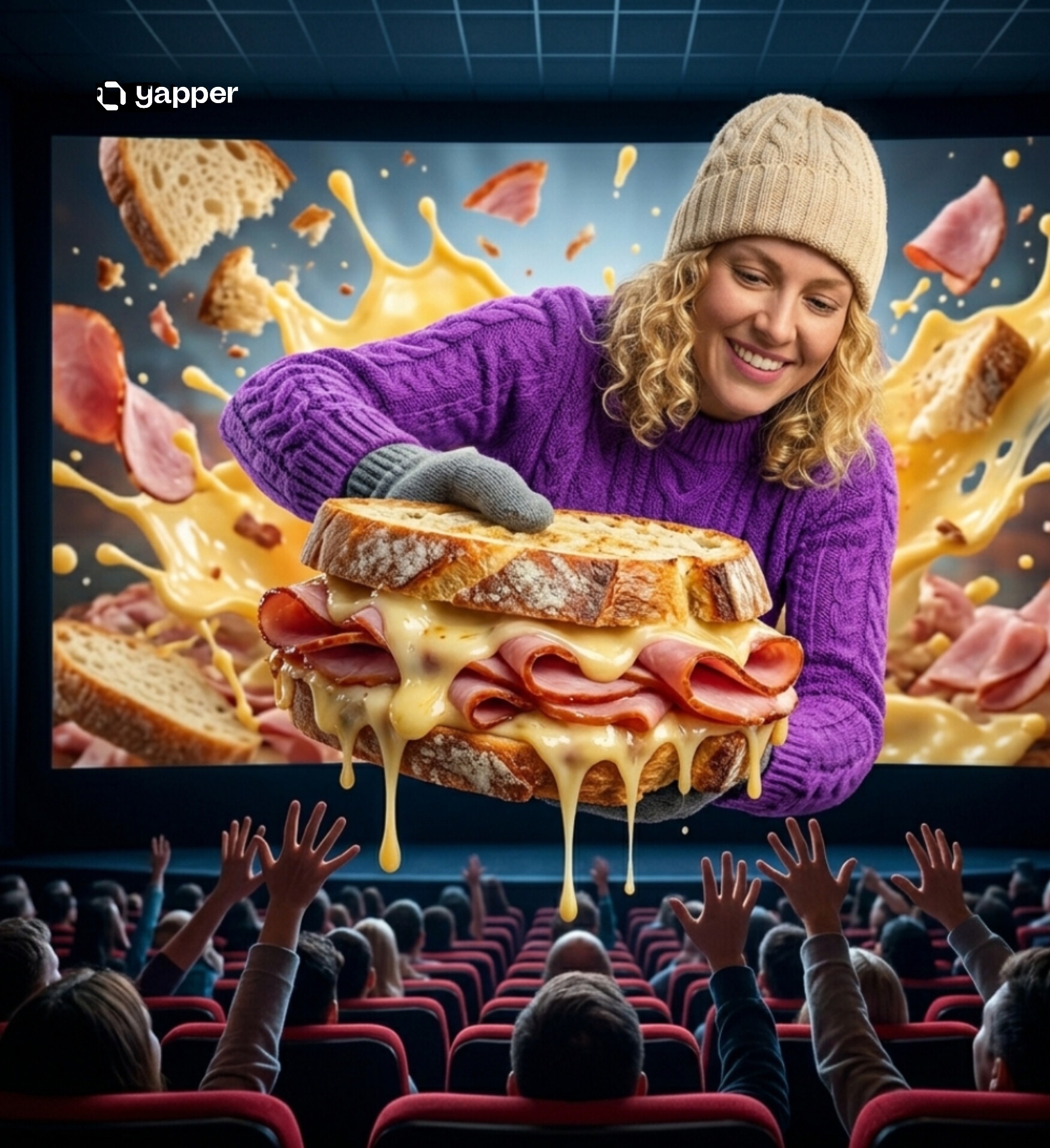 3D Illusion Food Ads: Orange Juice Billboard and Cinema Sandwich - view 2