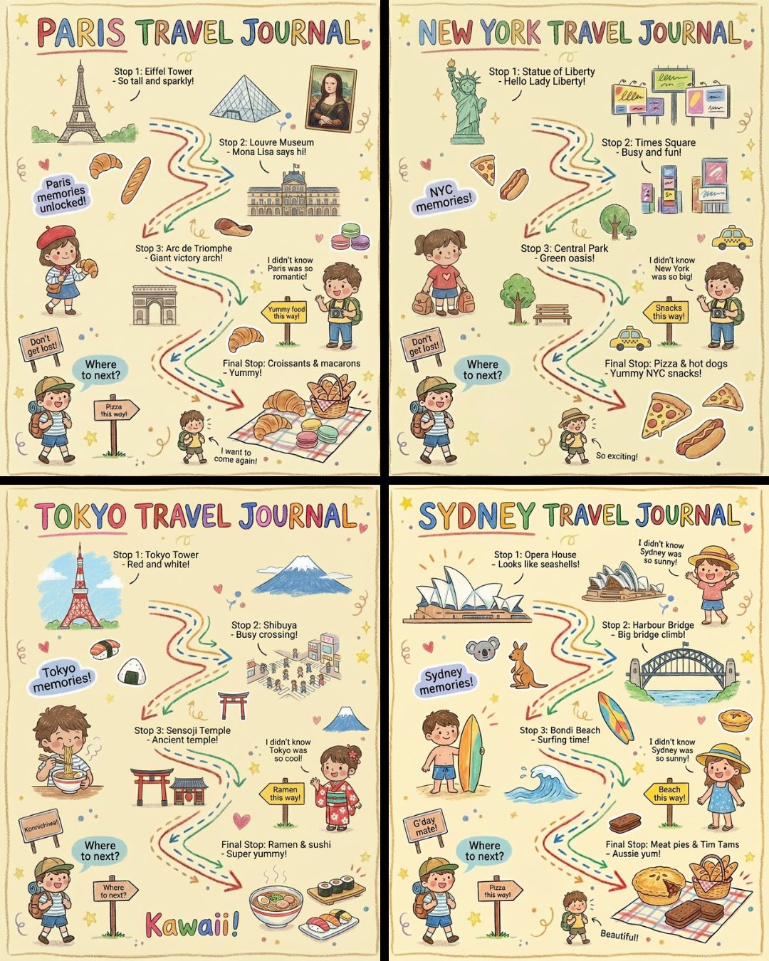 Children's Crayon Travel Journal Illustration