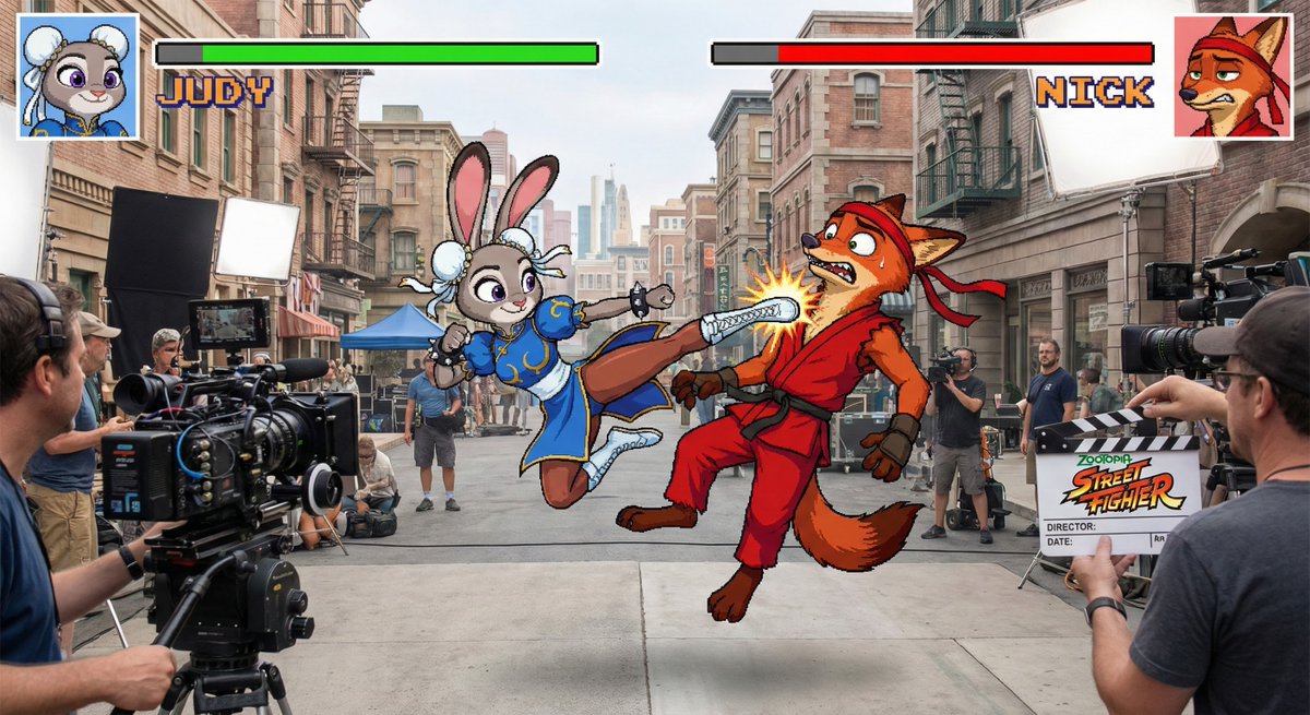Zootopia Judy as Chun-Li vs Nick as Ryu Street Fighter Duel