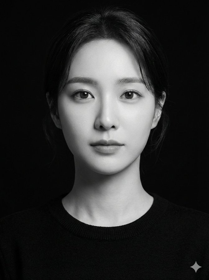 Black and White Studio Portrait of Young Woman
