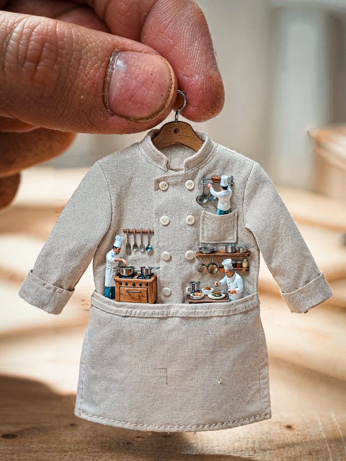 Extreme Detailed Miniature Chef's Jacket Diorama