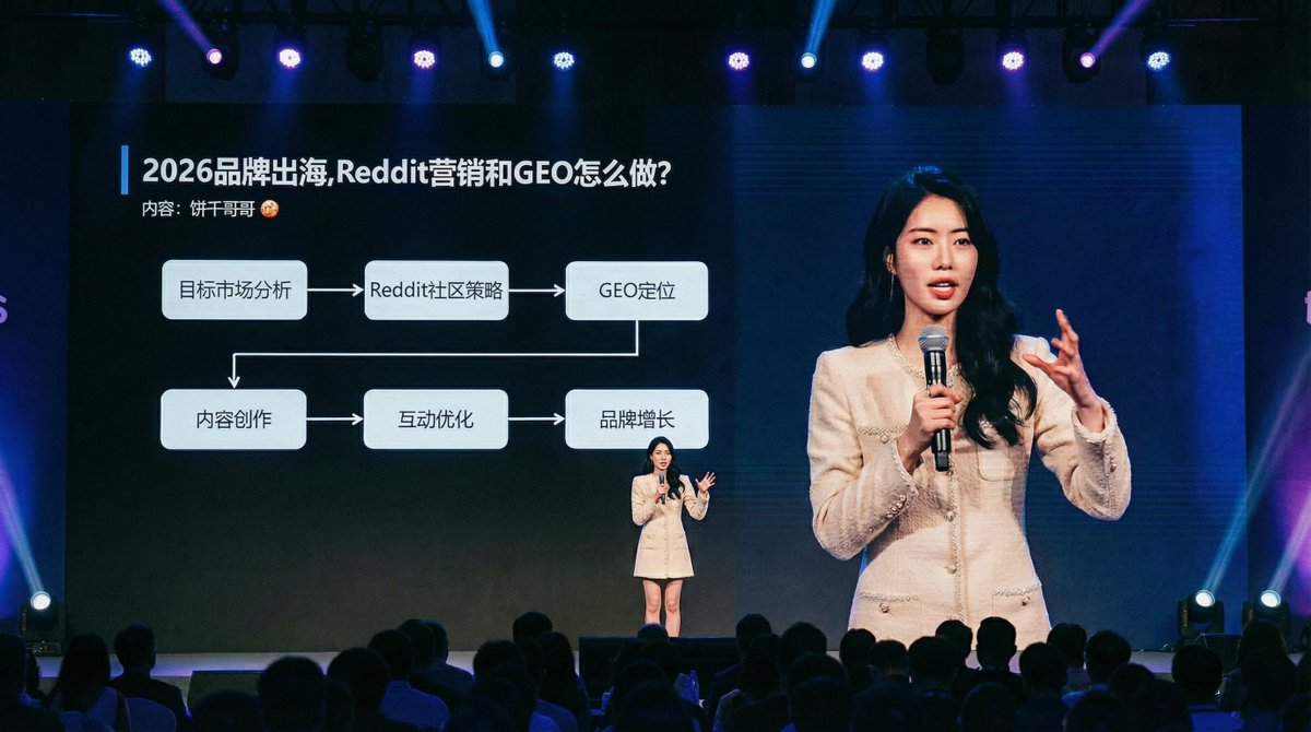 Tech Summit Speaker on Professional Stage with Full-Screen Slide