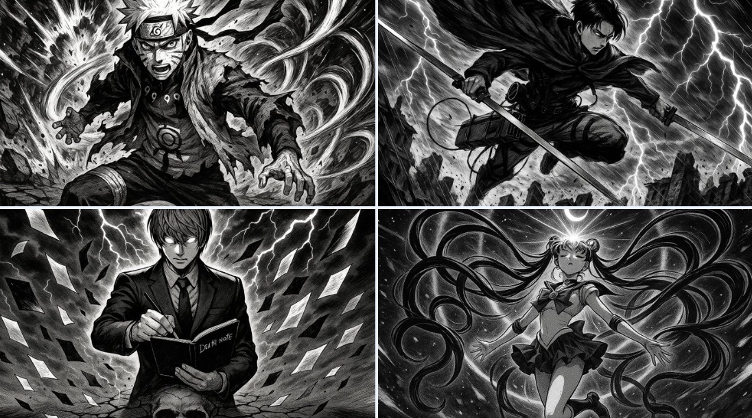 Dramatic Black and White Manga Illustration