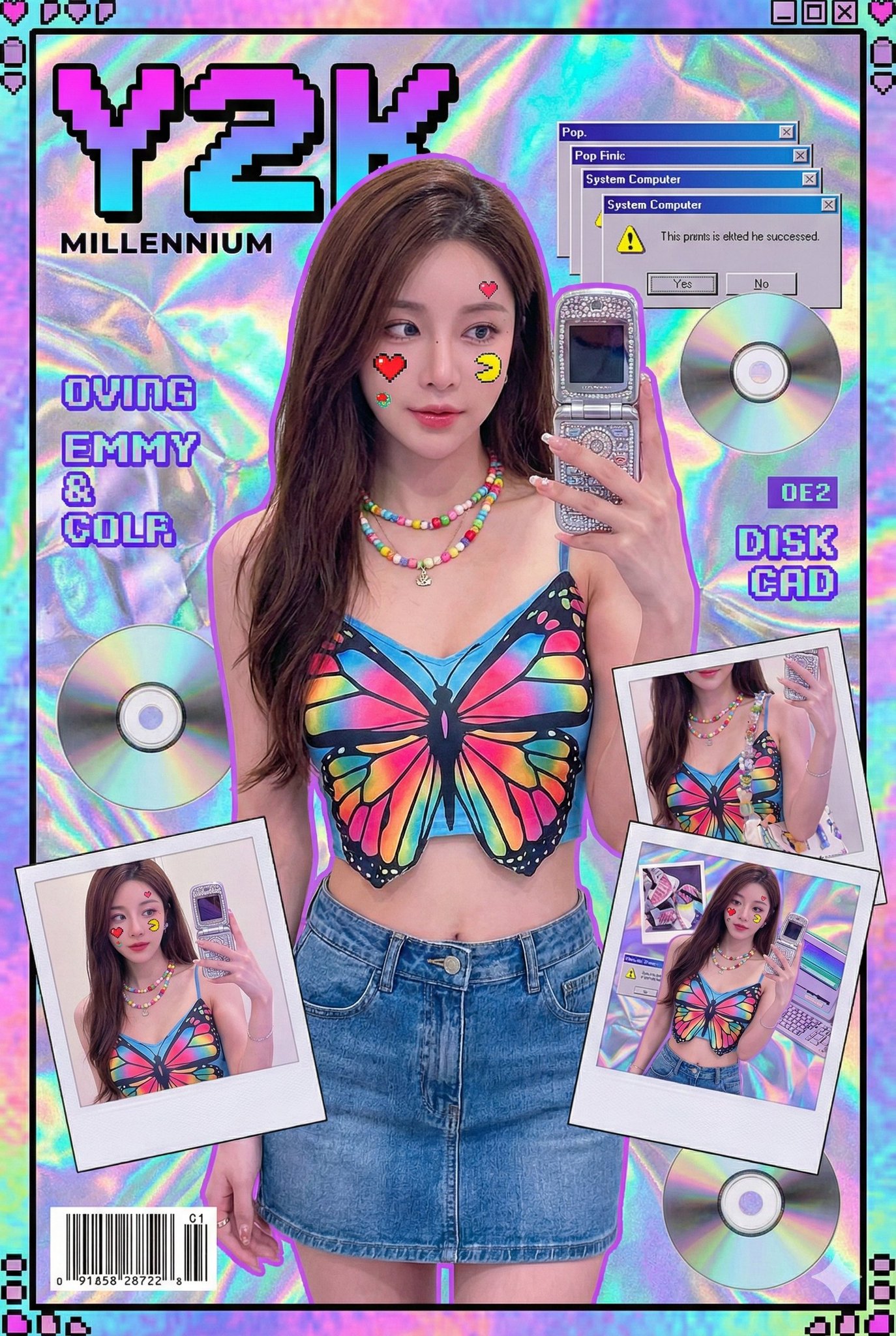Y2K Millennial Babe Retro Pixel Portrait