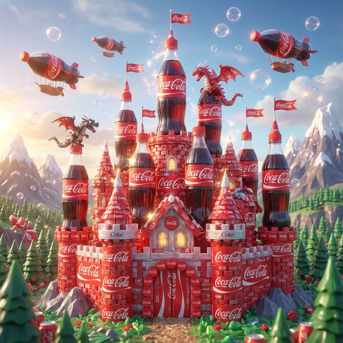 Whimsical Fanta Bottle Label Fantasy Castle
