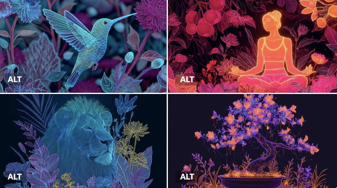 Neon Floral Harmony Illustration