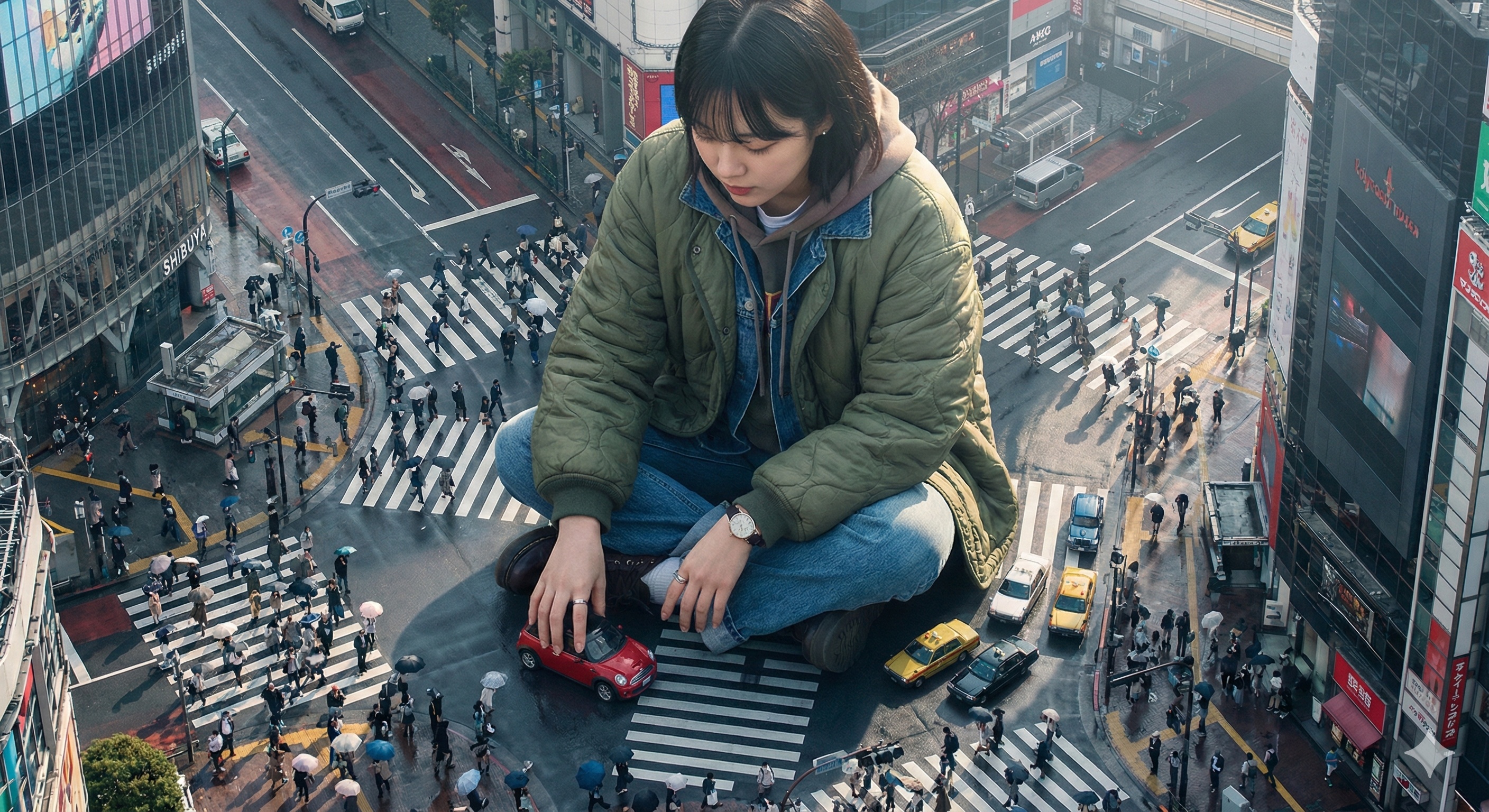 Colossal Korean Woman in Crowded Tokyo Street