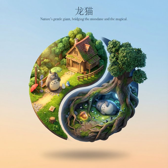 Floating Taiji Cute 3D Cartoon Diorama
