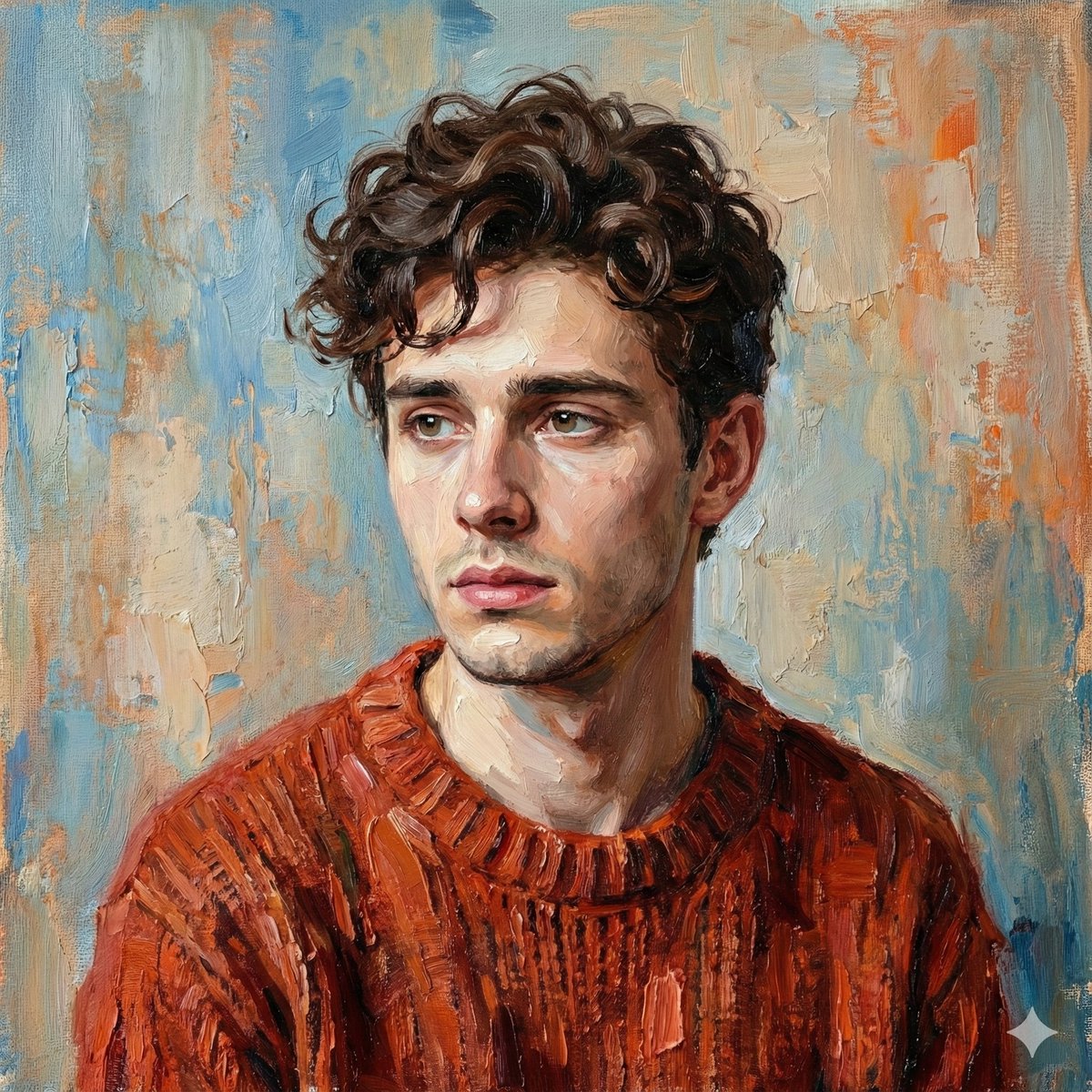 Digital Oil Portrait of Slender Young Man
