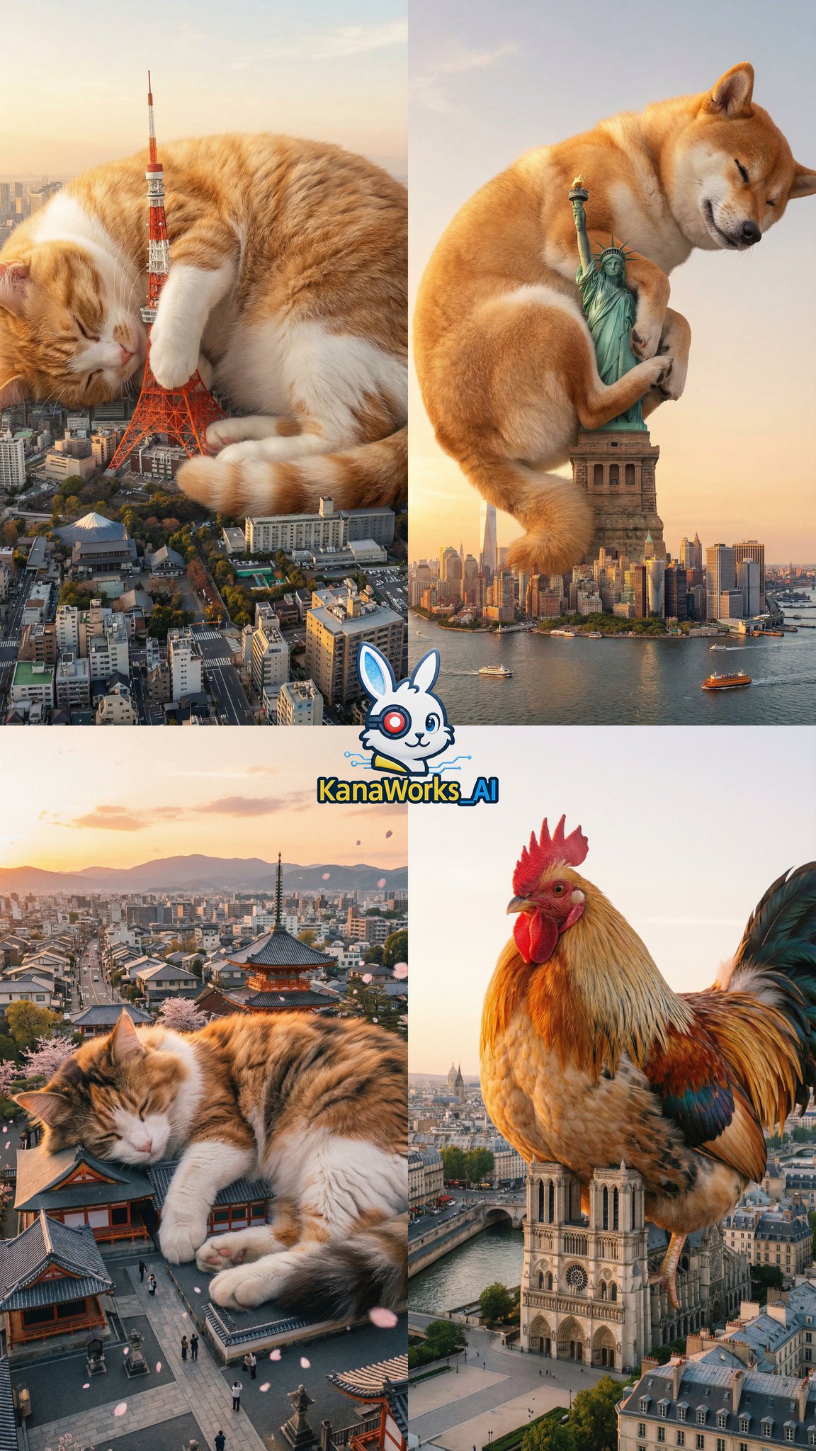 Tokyo Tower Occupied by Gigantic Cute Cat