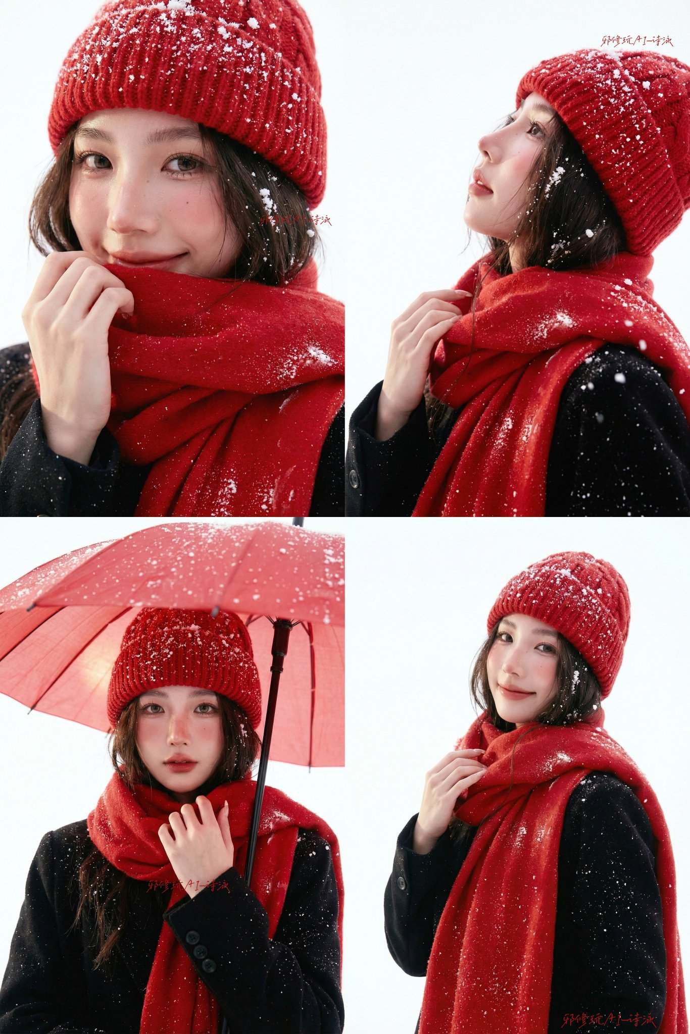 Professional Studio Portrait: Christmas Winter Asian Woman