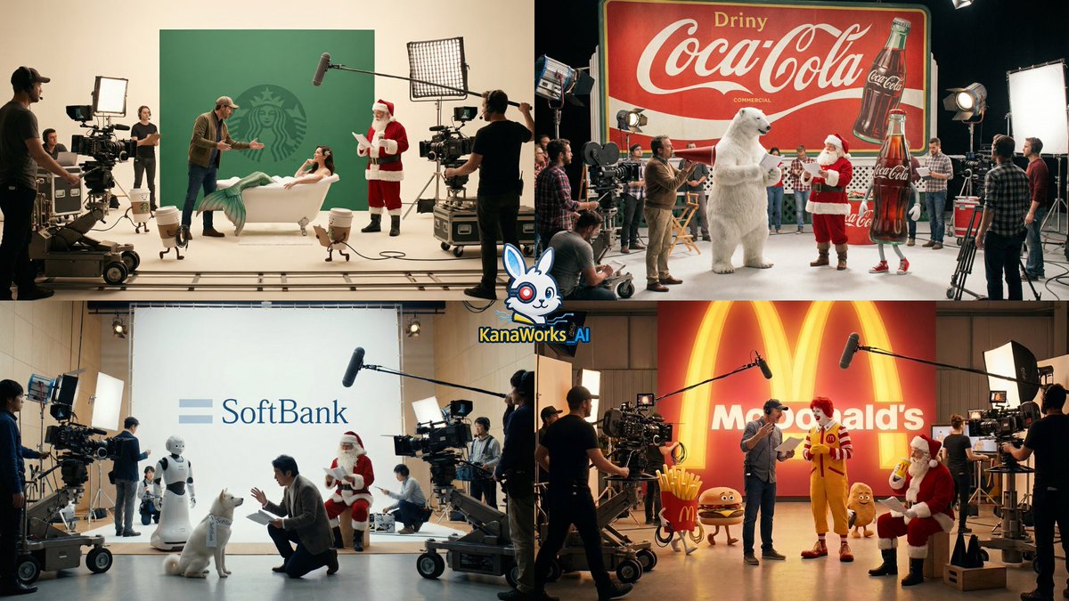 Coca-Cola Commercial Film Set with Polar Bear and Santa