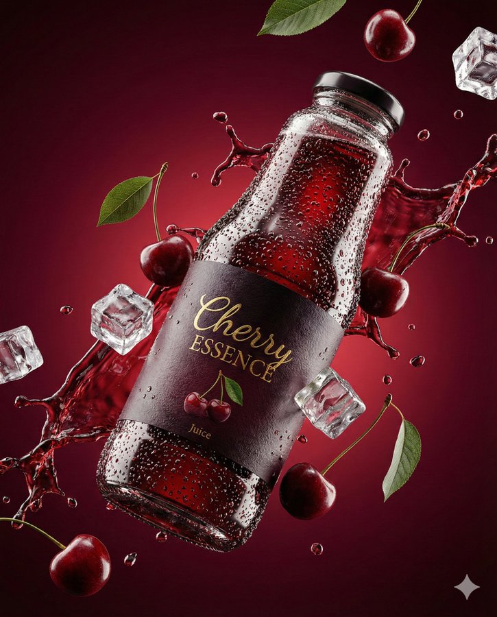 Ultra-Realistic 3D Cherry Juice Product Shot - view 2