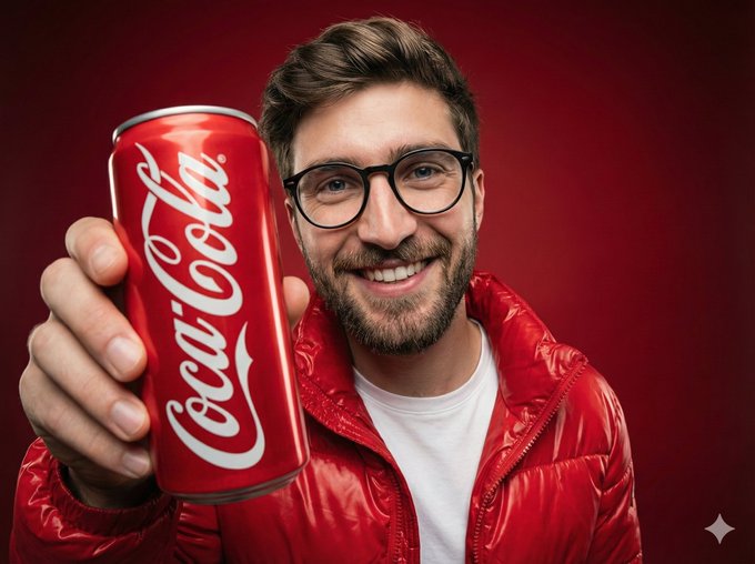 Smiling Person Holding Fanta Orange Can Studio Portrait