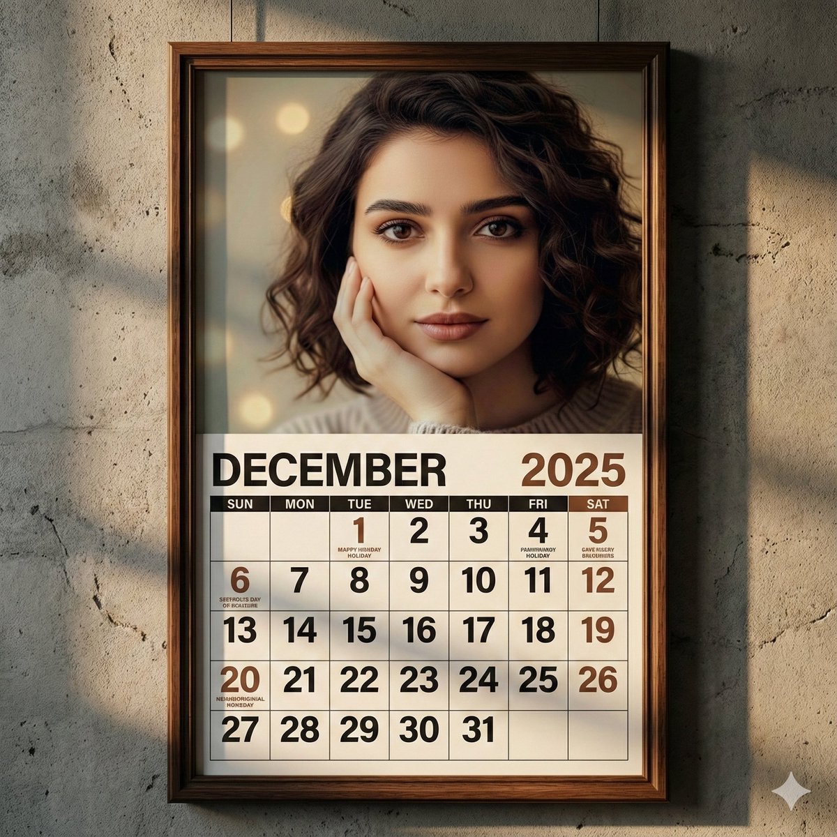 Realistic Wall Calendar with Portrait