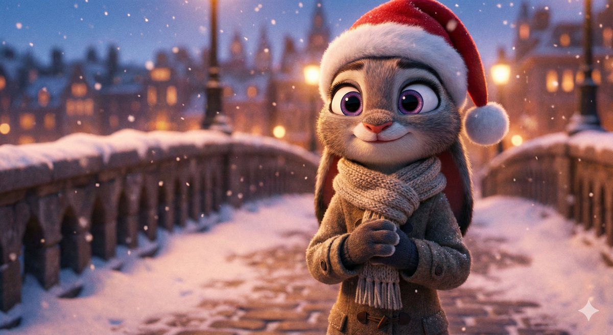 Judy Hopps on Snow Bridge at Dusk